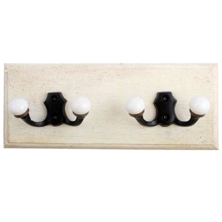 Black Double Loop Ceramic Iron Wooden Hooks